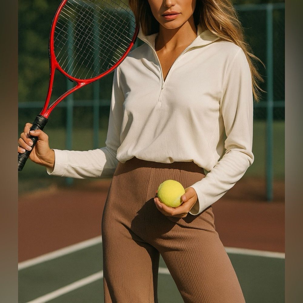 Tennis Animal Brand Elegant Cream Tennis Spandex Hoodie
